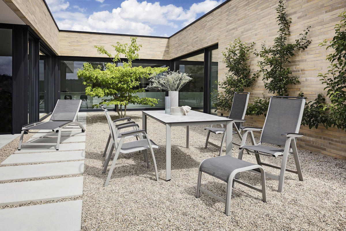 GARTENKLAPPSESSEL in Metall, Textil Graphitfarben, Silberfarben  - Silberfarben/Graphitfarben, Basics, Textil/Metall (63/112/68cm) - Kettler