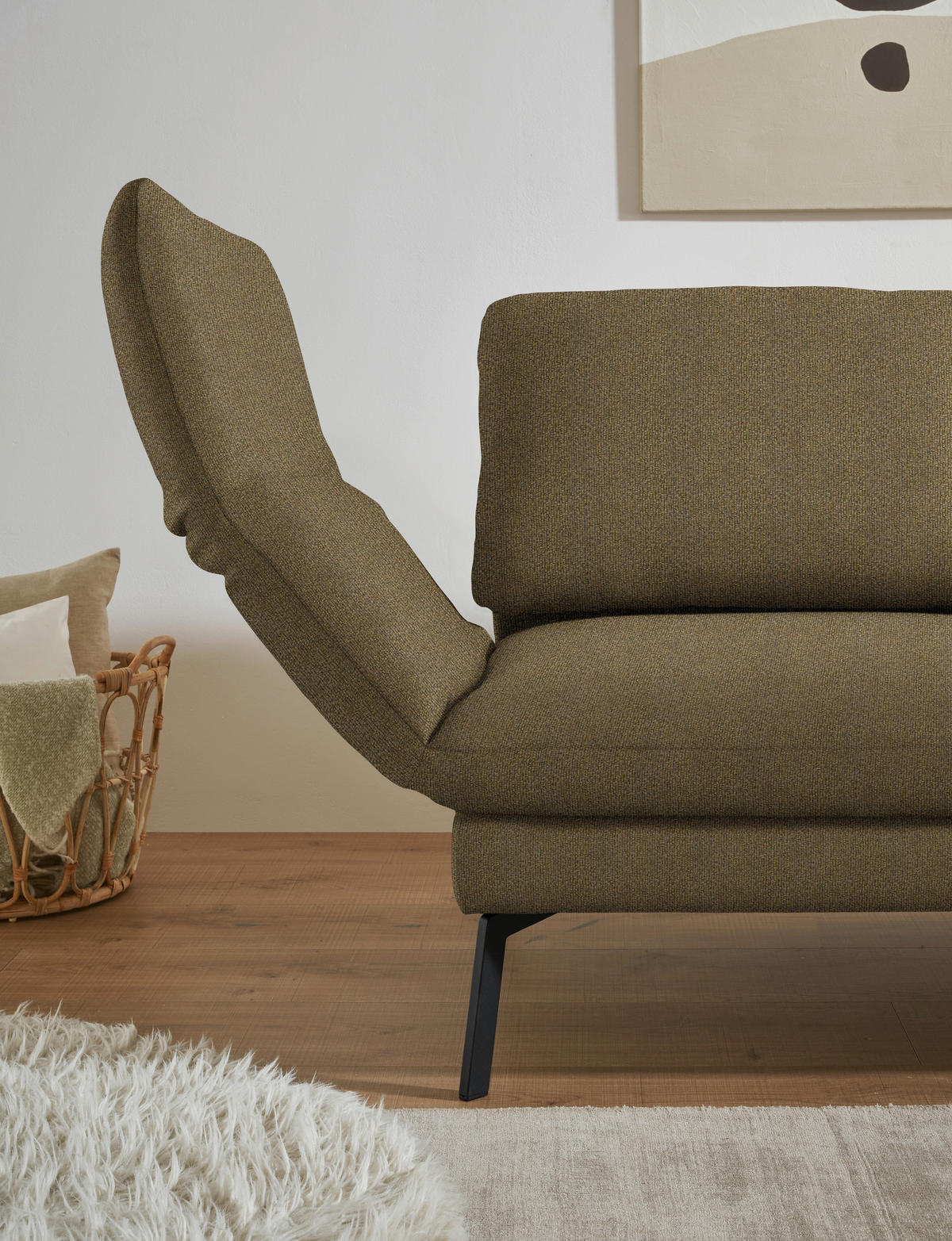 ECKSOFA  in Flachgewebe Khaki  255-365/175-224 cm  - Khaki/Schwarz, Design, Textil/Metall (255-365/175-224cm) - Dieter Knoll