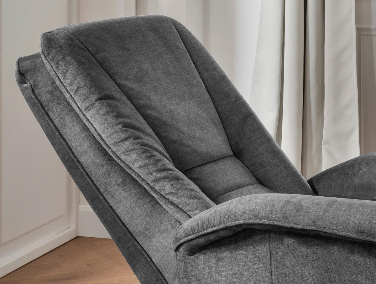 FERNSEHSESSEL in Velours Dunkelgrau  - Dunkelgrau/Schwarz, Design, Kunststoff/Textil (77/107/88cm) - Livetastic