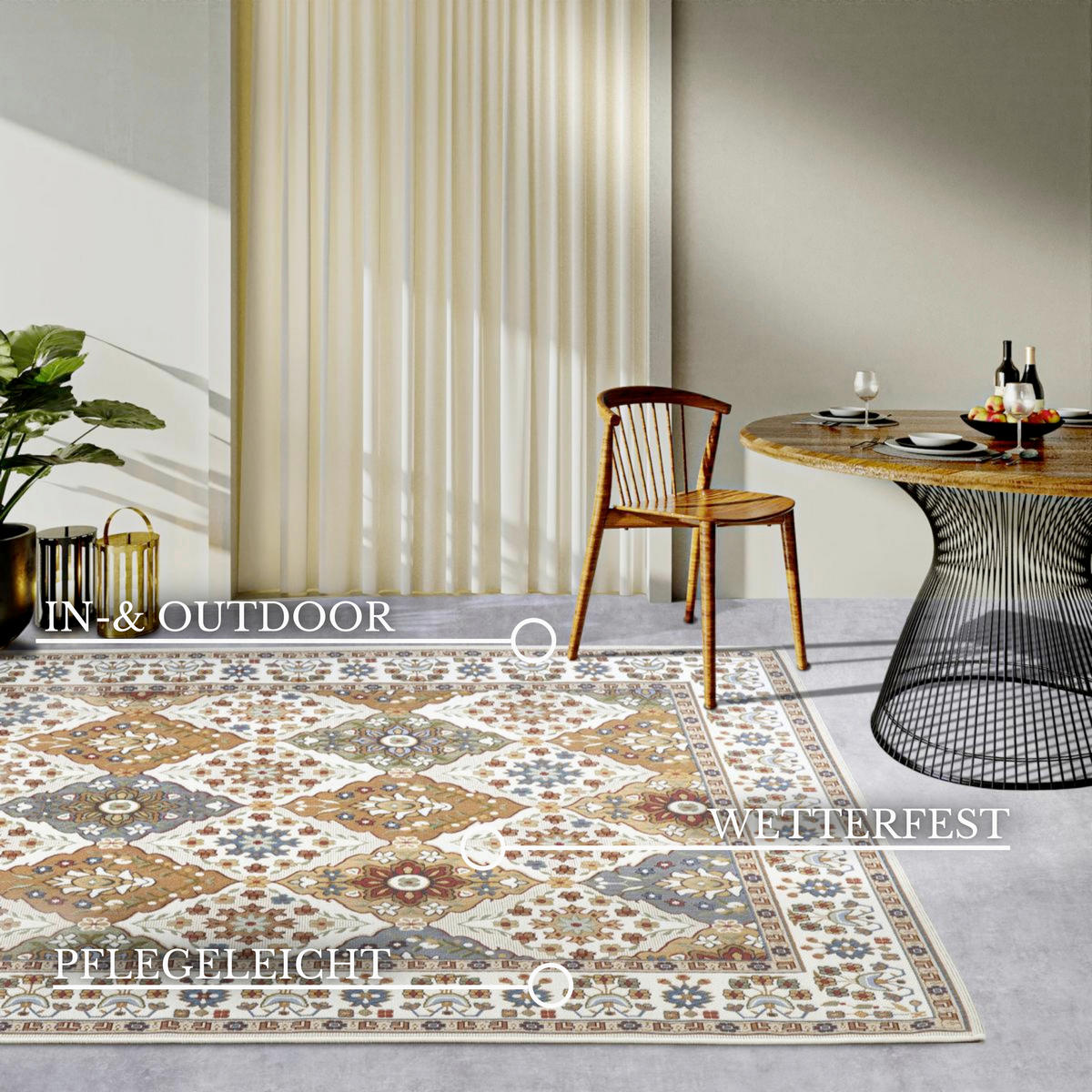 OUTDOORTEPPICH 160/235 cm Kollektion 1767 Creme, Multicolor  - Multicolor/Creme, Design, Kunststoff (160/235cm) - Villeroy & Boch