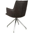 ARMLEHNSTUHL  Sitzfläche 360° drehbar, automatische Rückholfunktion Mikrofaser  Edelstahlfarben, Dunkelgrau  - Edelstahlfarben/Dunkelgrau, Design, Textil/Metall (59/89,5/63cm) - Novel