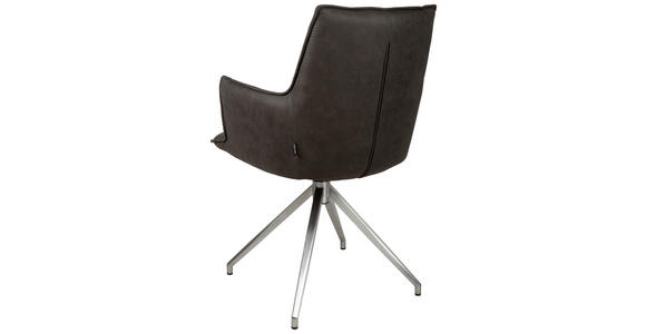 ARMLEHNSTUHL  Sitzfläche 360° drehbar, automatische Rückholfunktion Mikrofaser  Edelstahlfarben, Dunkelgrau  - Edelstahlfarben/Dunkelgrau, Design, Textil/Metall (59/89,5/63cm) - Novel