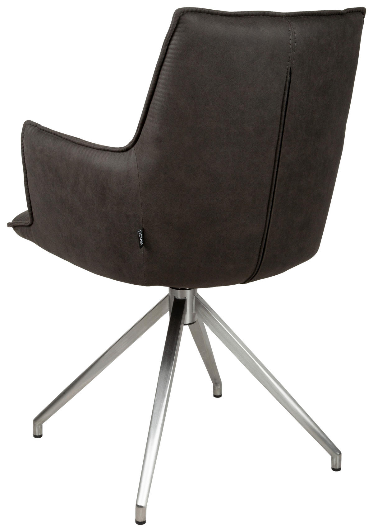 ARMLEHNSTUHL  Sitzfläche 360° drehbar, automatische Rückholfunktion Mikrofaser  Edelstahlfarben, Dunkelgrau  - Edelstahlfarben/Dunkelgrau, Design, Textil/Metall (59/89,5/63cm) - Novel