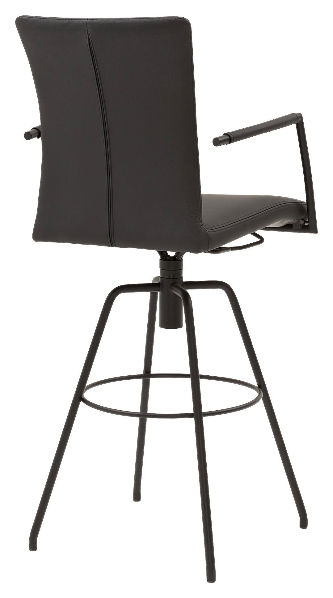 BARHOCKER Echtleder Schwarz Lederauswahl, Stoffauswahl, Typenauswahl, automatische Rückholfunktion  - Schwarz, Design, Leder/Metall (55/124/58cm) - Musterring