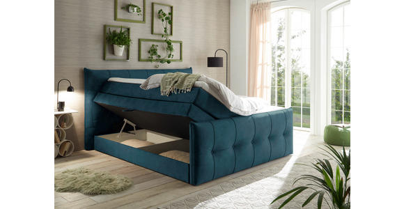 BOXSPRINGBETT 180/200 cm  in Dunkelblau  - Schwarz/Dunkelblau, KONVENTIONELL, Kunststoff/Textil (180/200cm) - Esposa