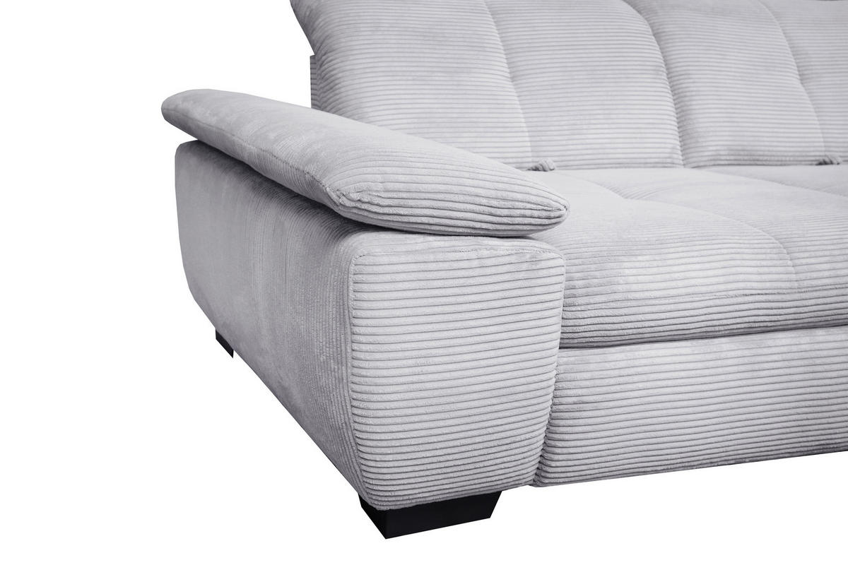 ECKSOFA in Cord Hellgrau  313/242 cm  - Hellgrau/Schwarz, Design, Textil/Metall (313/242cm) - Xora