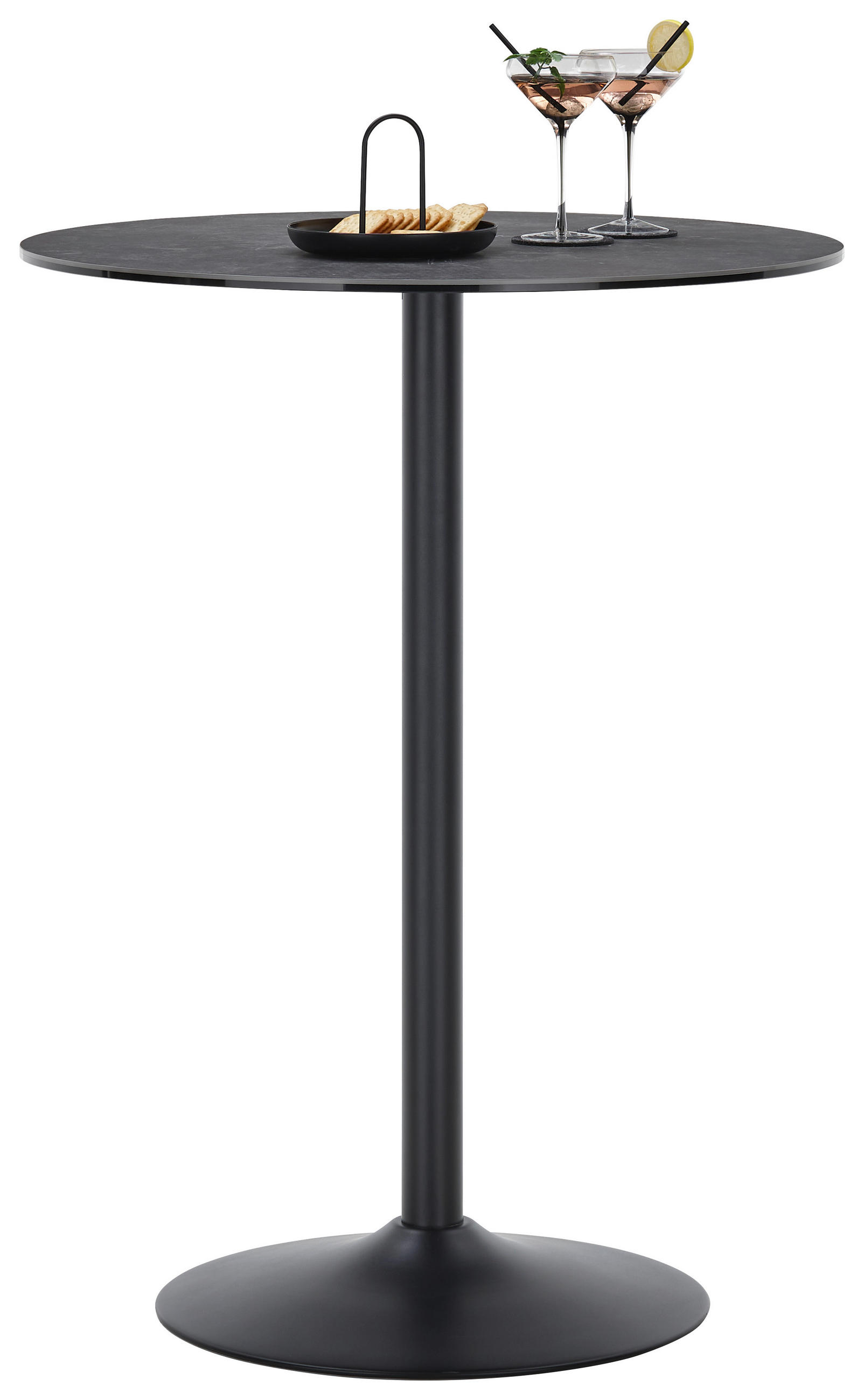 BARTISCH rund Schwarz  - Schwarz, Design, Keramik/Metall (80/80/105cm) - SetOne by Musterring
