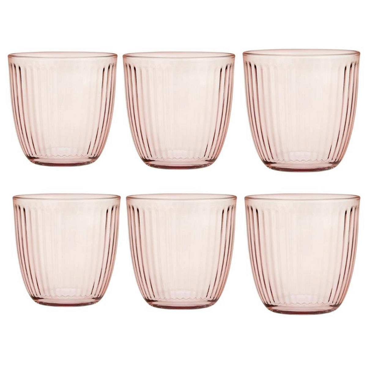 Set kozarcev Bormioli 6/1 - roza, Basics, steklo (8,5cm)