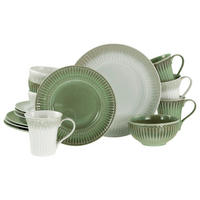 KOMPLETT SERVIS 16 delar 4 personer cremefärgad, pärlemor, salviagrön Celadon Mix  - pärlemor/salviagrön, Basics, keramik - Creatable