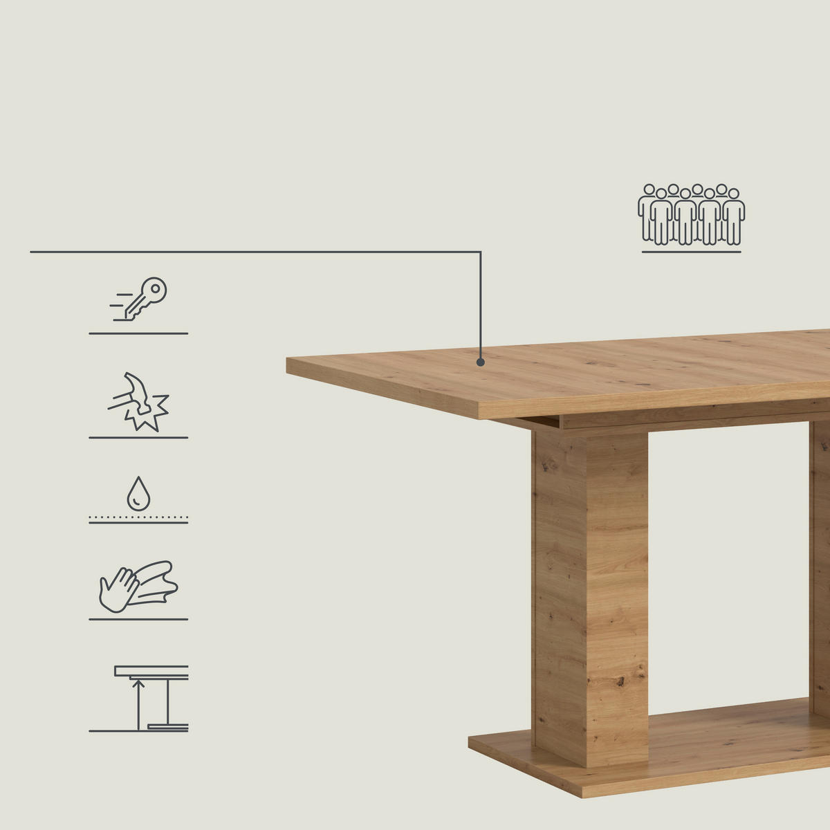 ESSTISCH in Holzwerkstoff 150-190/90/76 cm  - Eiche Artisan, KONVENTIONELL, Holzwerkstoff (150-190/90/76cm) - MID.YOU