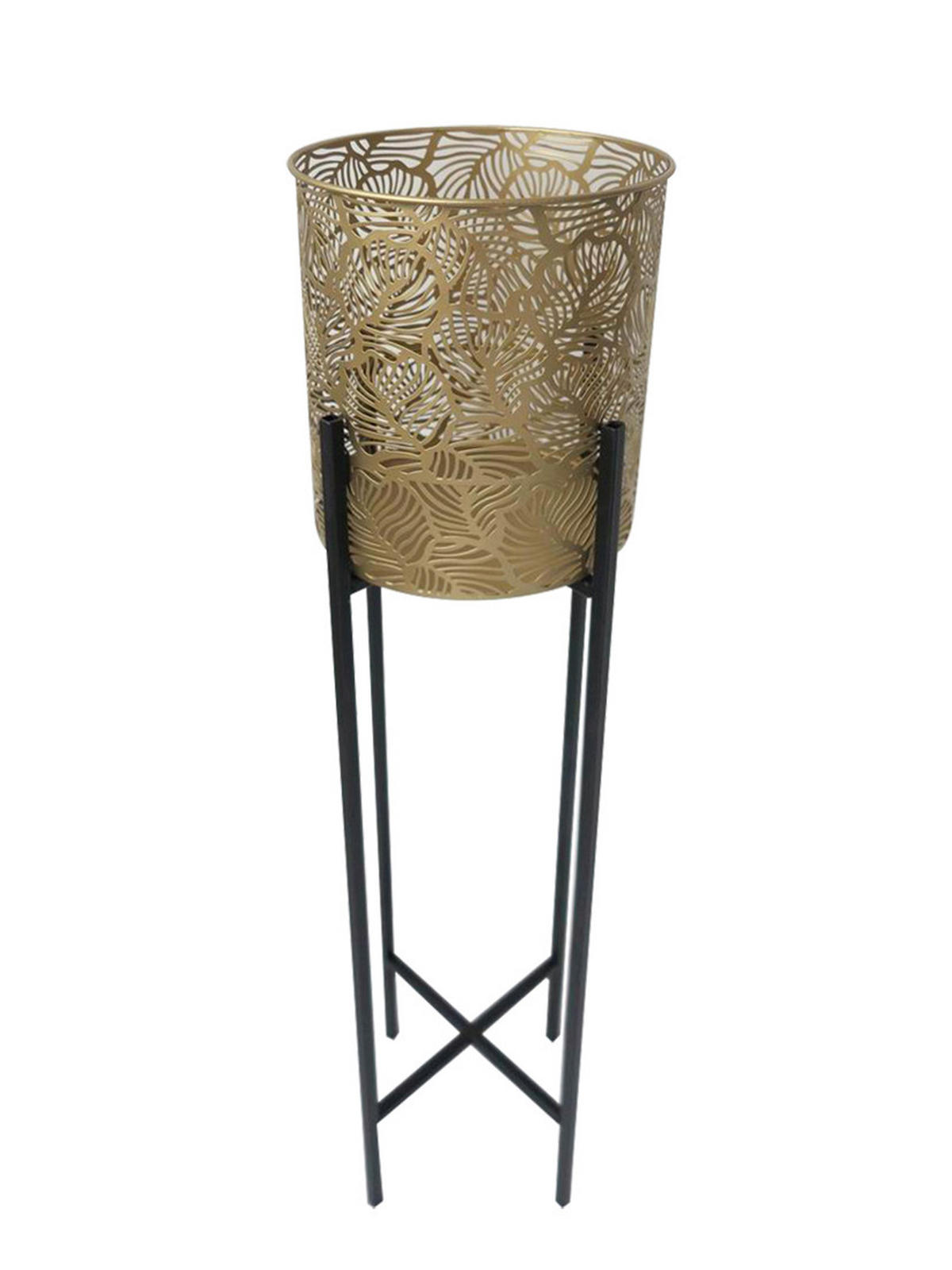 BLUMENTOPF   - Goldfarben/Schwarz, LIFESTYLE, Metall (21,5/82,5cm) - Ambia Home
