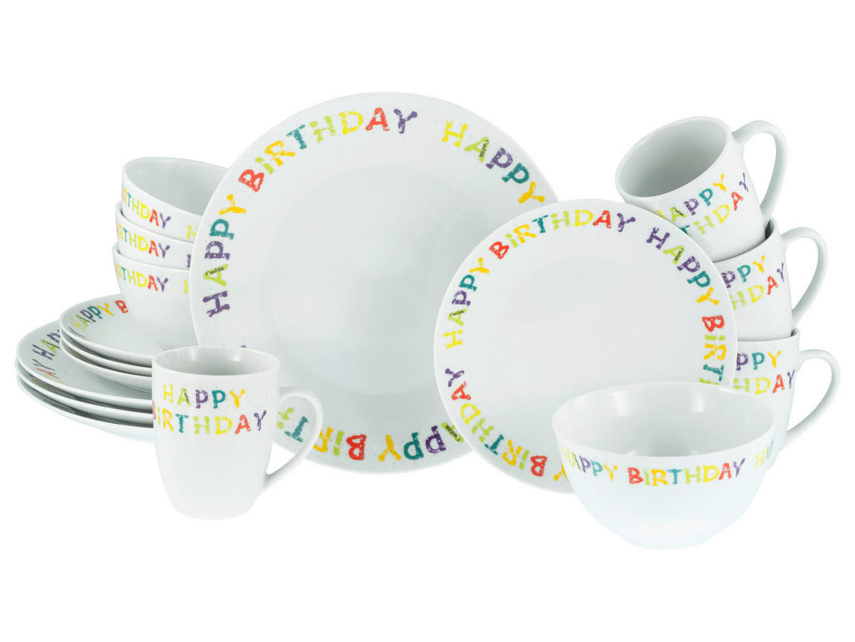 KOMBISERVICE Multicolor Happy Birthday 16-teilig 4 Personen  - Multicolor, Basics, Keramik - Creatable