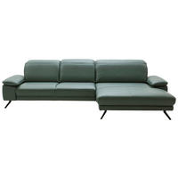 ECKSOFA Opal Echtleder  - Opal/Schwarz, Design, Leder/Metall (332/193cm) - Dieter Knoll