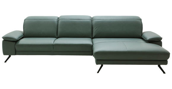 ECKSOFA in Echtleder Opal  - Opal/Schwarz, Design, Leder/Metall (332/193cm) - Dieter Knoll