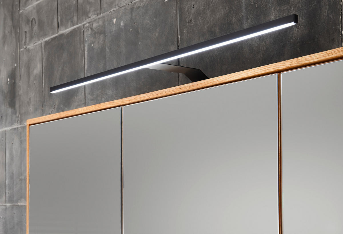 SPIEGELSCHRANK 100/70/20 cm  - Eichefarben/Schwarz, KONVENTIONELL, Glas/Holz (100/70/20cm) - Linea Natura