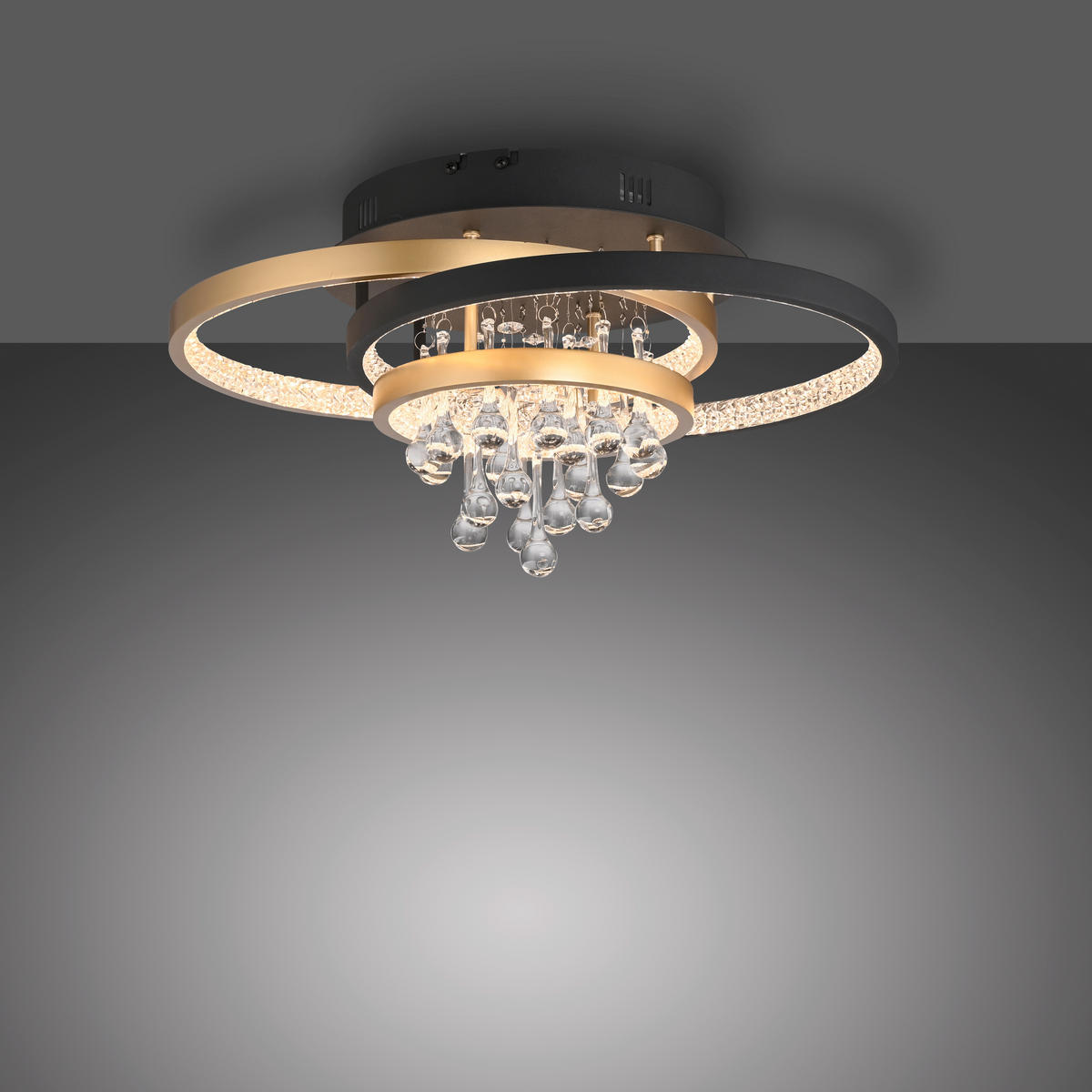 PLAFONIERĂ CU LED - negru/alămiu, Design, plastic/metal (45/33/22cm)