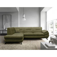 ECKSOFA in Struktur, Plüsch Grün  - Schwarz/Grün, Design, Textil/Metall (201/274cm) - MID.YOU