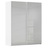 SCHWEBETÜRENSCHRANK Grau, Weiss  - Weiss/Grau, Konventionell, Glas/Holzwerkstoff (162/223/68cm) - Novel