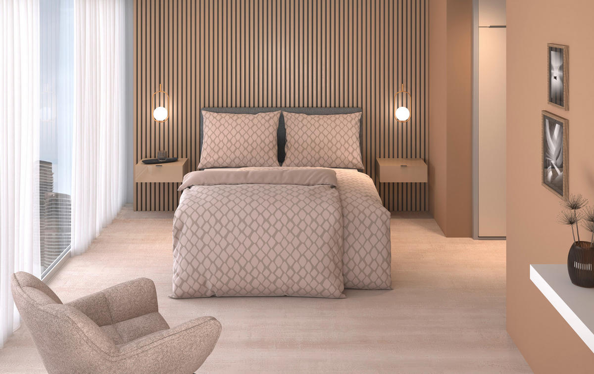 OBOJESTRANSKA POSTELJNINA STRIPES DK 140/200 cm saten bež  - bež, Design, tekstil (140/200cm) - Dieter Knoll