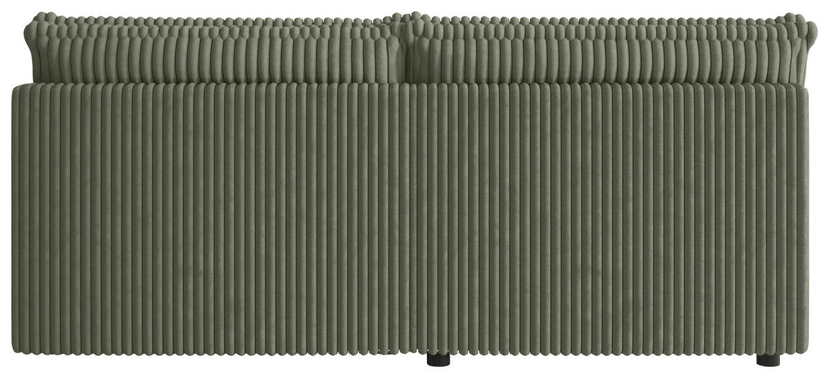 ECKSOFA Olivgrün Cord Zierkissen, Rückenkissen, Schlaffunktion, Rücken echt  - Schwarz/Olivgrün, MODERN, Kunststoff/Textil (153/200cm) - Xora