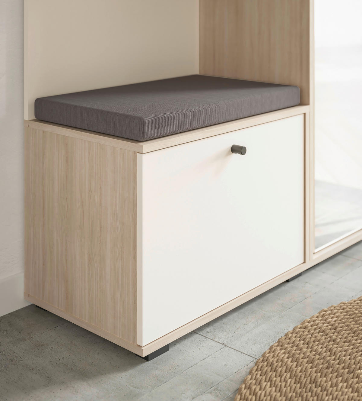 GARDEROBE 5-teilig  in 114/197/40 cm  - Kaschmir/Eichefarben, Design, Glas/Holzwerkstoff (114/197/40cm) - Xora