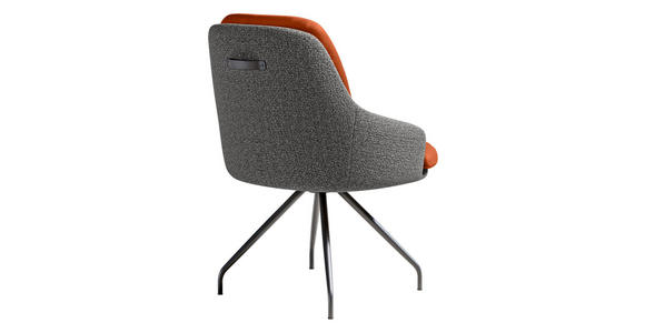 ARMLEHNSTUHL  Beinauswahl, Sitzfläche 360° drehbar, Stoff-/Lederauswahl Velours  Kupferfarben, Grau  - Schwarz/Grau, Design, Textil/Metall (60/86/66cm) - Dieter Knoll