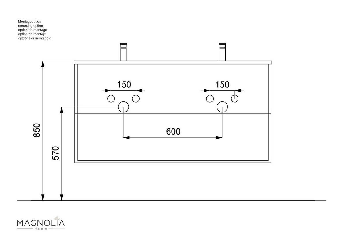 WASCHTISCHKOMBI 120 cm  - Eichefarben/Weiß, Basics, Keramik/Holzwerkstoff (120cm) - MID.YOU