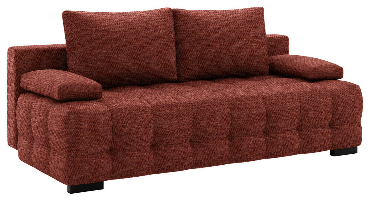 SCHLAFSOFA Struktur Rostfarben  - Rostfarben/Schwarz, KONVENTIONELL, Kunststoff/Textil (209/96/100cm) - Stylife