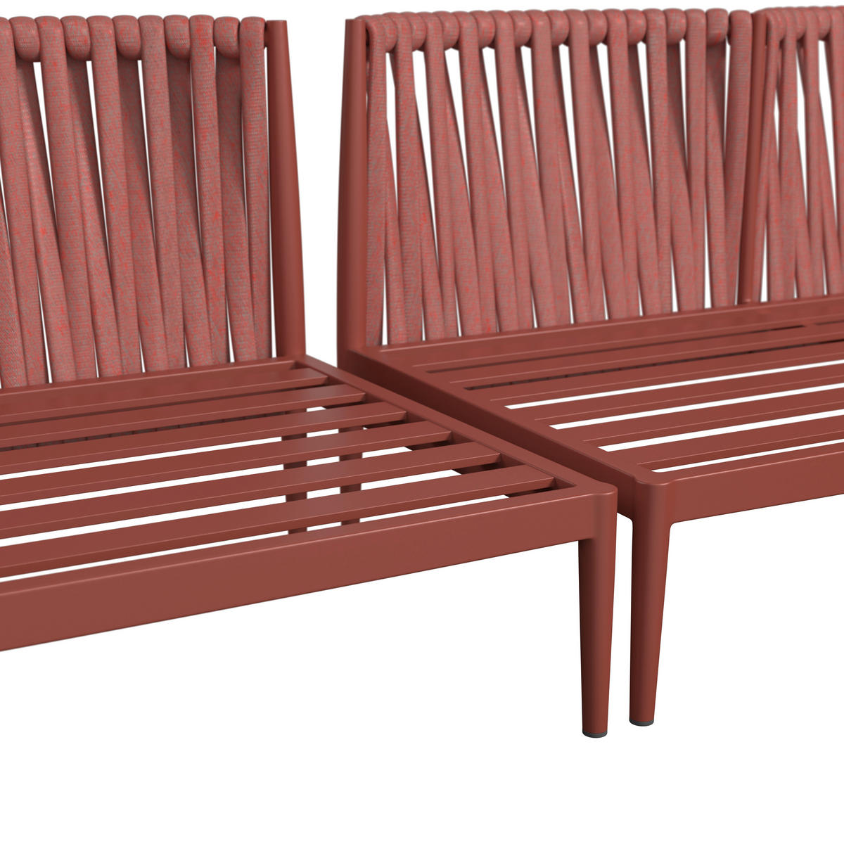 LOUNGEGARNITUR 296/229 cm Aluminium  - Rot/Dunkelrot, Design, Textil/Metall (296/229cm) - Amatio