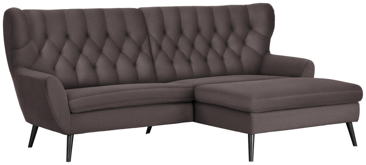 ECKSOFA in Mikrofaser Braun  237/165 cm  - Schwarz/Braun, Design, Holz/Textil (237/165cm) - Stylife