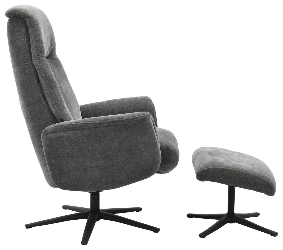 RELAXSESSELSET RELAVO Webstoff Hocker    - Schwarz/Grau, Design, Textil/Metall (72/109/86/111/81cm) - Livetastic