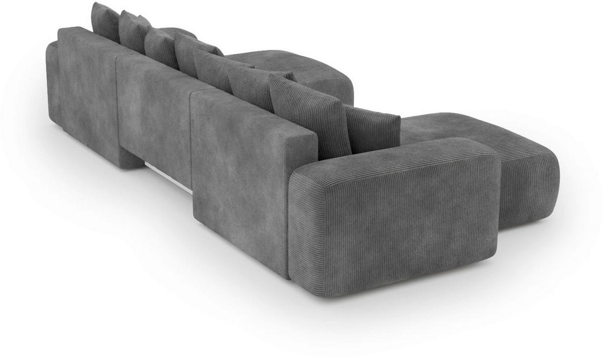 WOHNLANDSCHAFT Anthrazit Cord  - Anthrazit/Schwarz, Basics, Kunststoff/Textil (176/364/176cm) - Lomoco