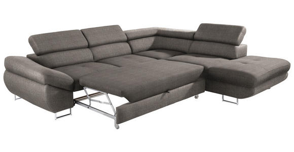 ECKSOFA in Webstoff Creme, Grau  - Creme/Grau, Design, Textil/Metall (280/235cm) - Hom`in