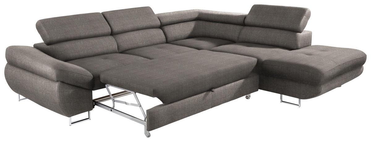 ECKSOFA in Webstoff Creme, Grau  - Creme/Grau, Design, Textil/Metall (280/235cm) - Hom`in