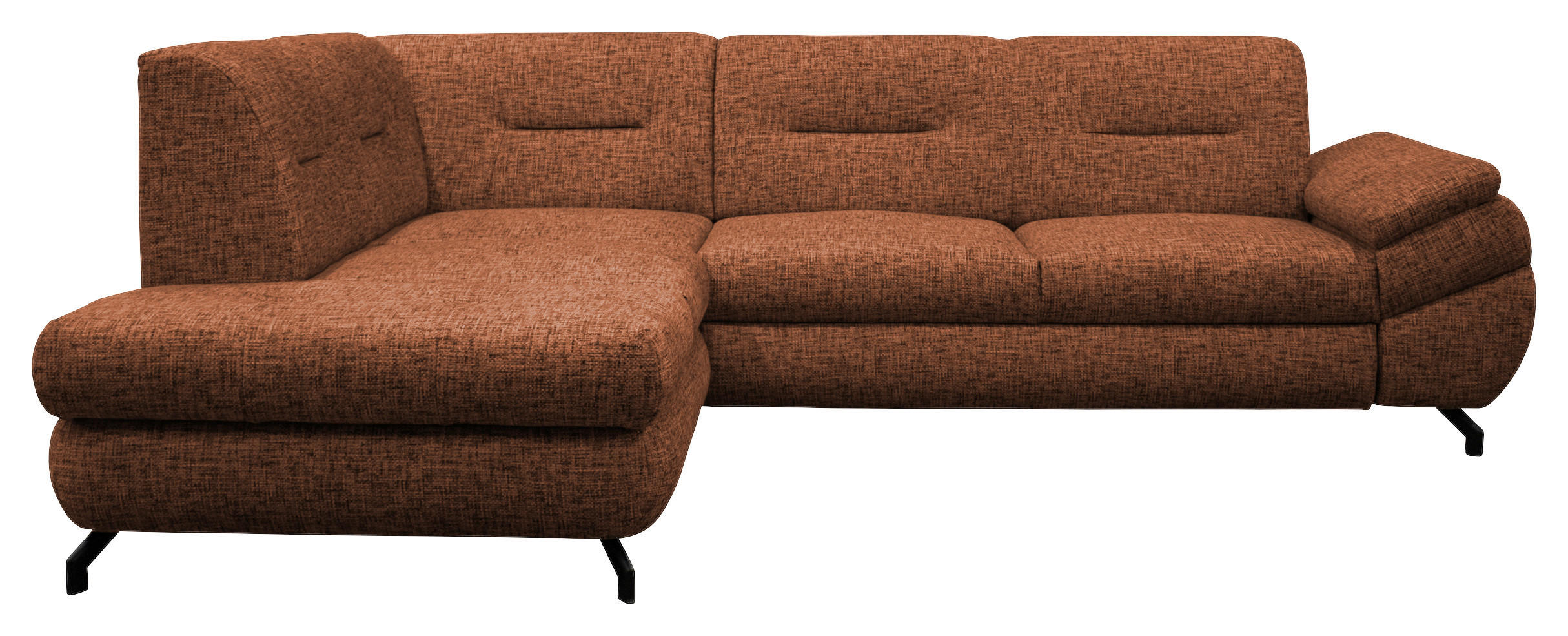 ECKSOFA Rostfarben Struktur, Plüsch  - Rostfarben/Schwarz, Design, Textil/Metall (201/274cm) - MID.YOU