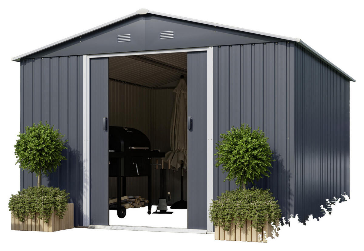 GERÄTEHAUS 301/214/367 cm  - Anthrazit/Weiß, Basics, Metall (301/214/367cm)