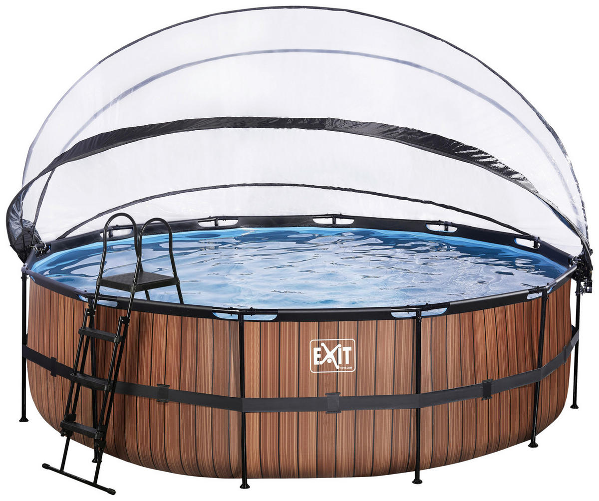 POOL-SET WOOD 488/122 cm  - Braun, KONVENTIONELL, Metall (488/122cm) - EXIT Toys