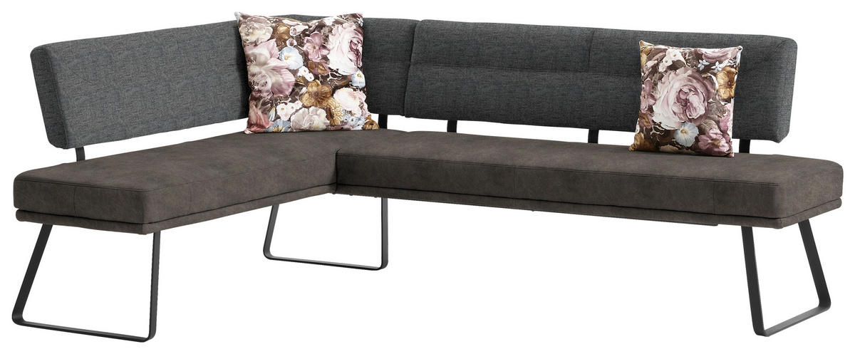 ECKBANK 169/225 cm  in Schwarz, Dunkelgrau  - Dunkelgrau/Schwarz, Design, Textil/Metall (169/225cm) - Dieter Knoll