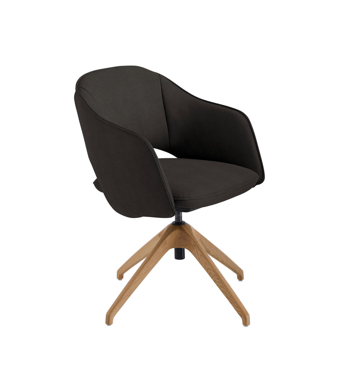 ARMLEHNSTUHL  in Echtleder naturbelassen  - Wildeiche/Anthrazit, Design, Leder/Holz (63/74-90/57-73cm) - Koinor