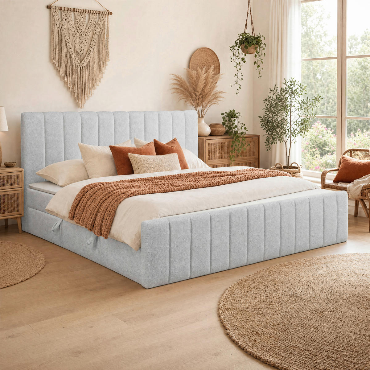 FAMILIENBETT 240/200 cm, Silberfarben  - Silberfarben/Schwarz, Basics, Kunststoff/Textil (240/200cm) - Chameo