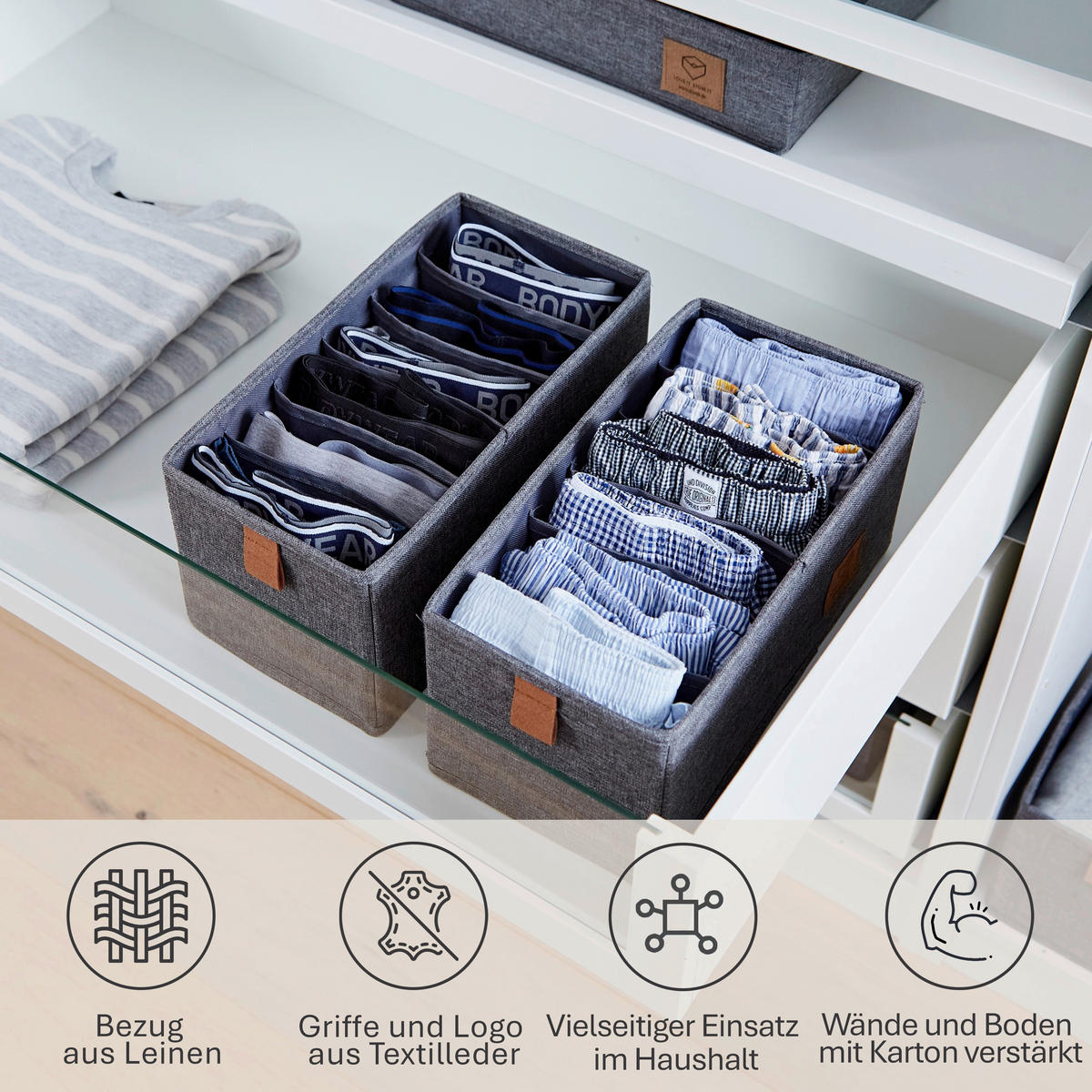 ORGANIZER  - Grau, Basics, Karton/Textil (30/15/15cm) - Store It