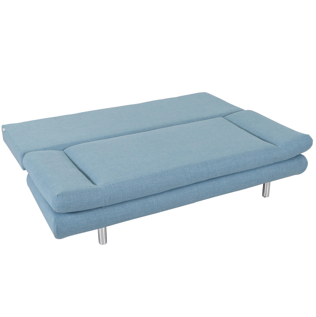 SCHLAFSOFA  mit Stoffauswahl, Rücken echt Flachgewebe Hellblau  - Chromfarben/Schwarz, Design, Kunststoff/Textil (194/73/91cm) - Xora