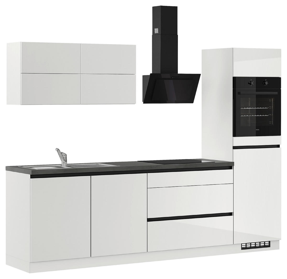 KÜCHENLEERBLOCK 280 cm   in Grau, Dunkelgrau  - Dunkelgrau/Hellgrau, Design, Holzwerkstoff (280cm) - Impuls