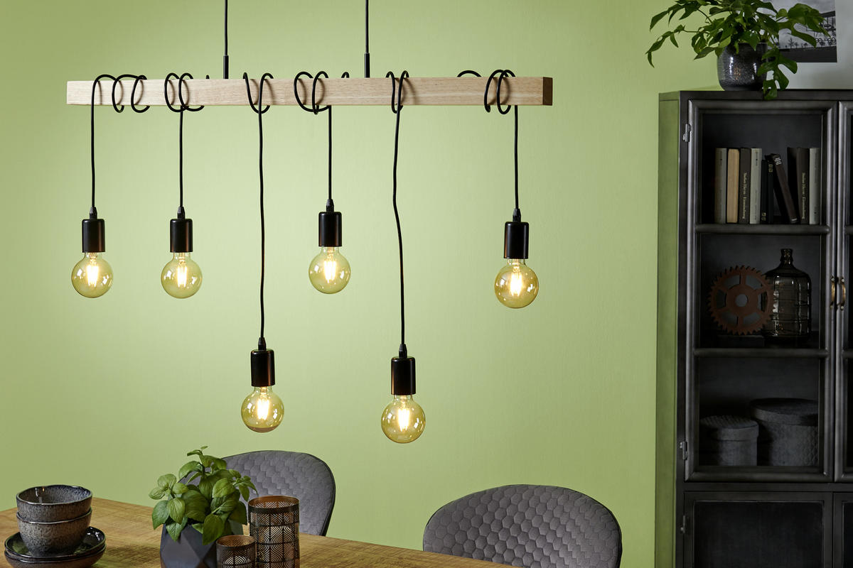 HÄNGELEUCHTE   100 cm  - Schwarz/Braun, Lifestyle, Holz/Metall (100cm) - Marama