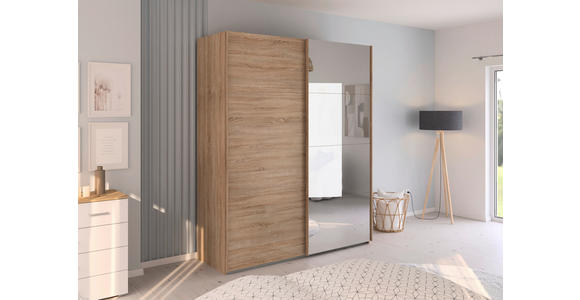 SCHWEBETÜRENSCHRANK  in Sonoma Eiche  - Sonoma Eiche, Design, Glas/Holzwerkstoff (181/223/68cm) - Novel