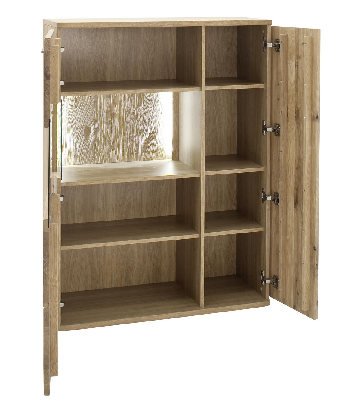 HIGHBOARD ohne Beleuchtung,  in 90/122/37 cm  - Eichefarben/Schwarz, Design, Glas/Holz (90/122/37cm) - Livetastic