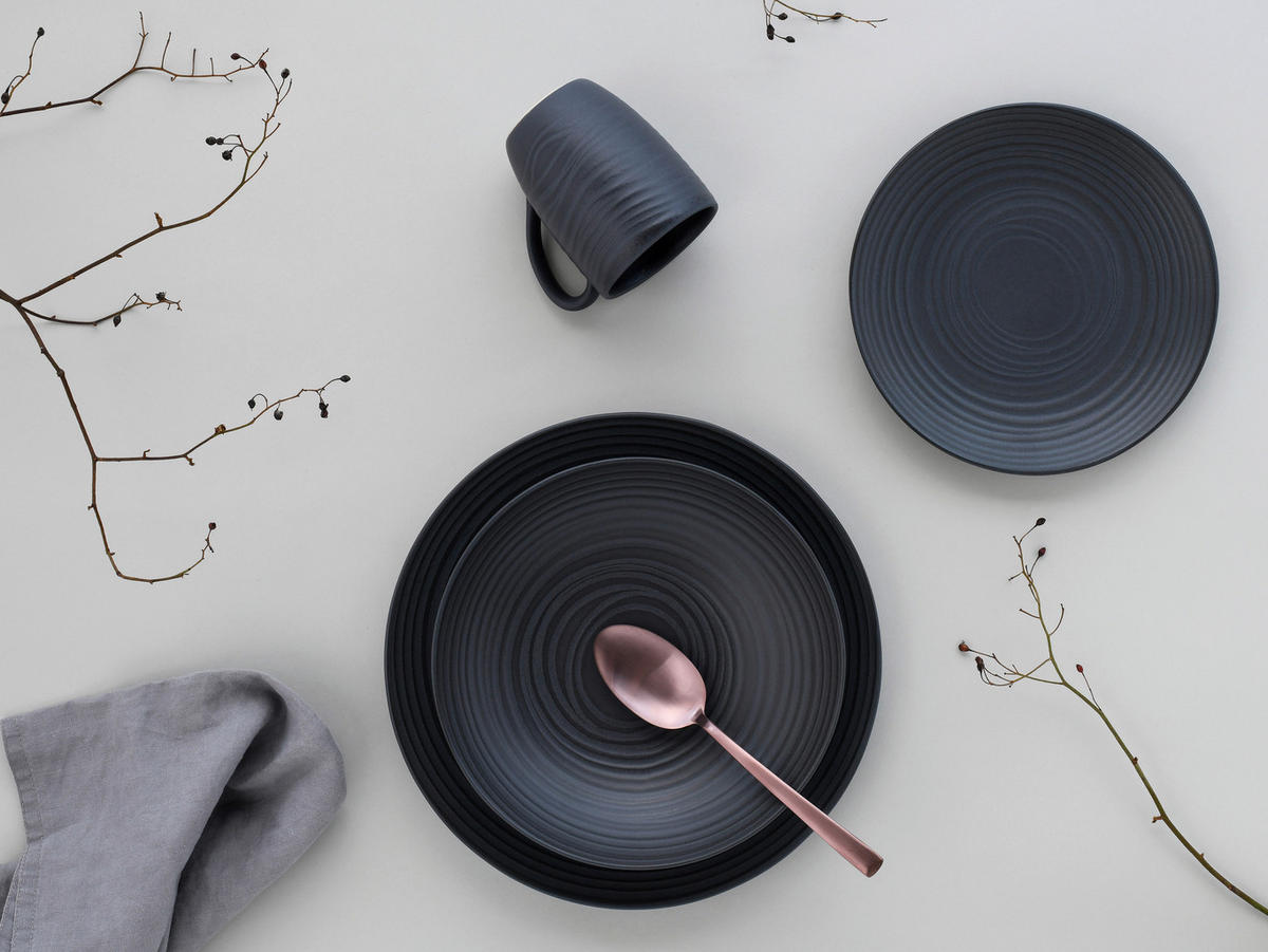 KOMBINOVANÁ SOUPRAVA, 24dílné, kamenina - černá, Basics, keramika - Creatable