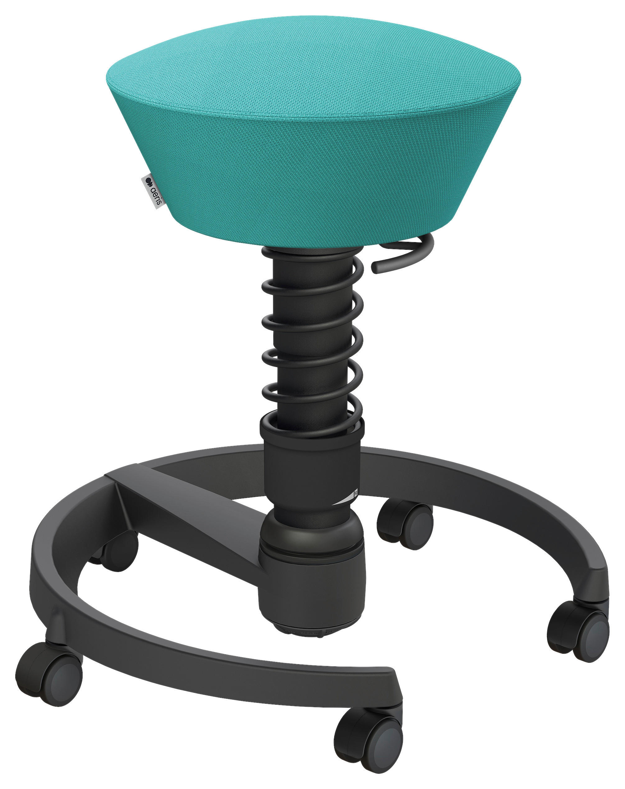 BÜROHOCKER Wollmischung Schwarz, Türkis  - Türkis/Schwarz, Basics, Kunststoff/Textil (55/45,66/55cm) - Aeris