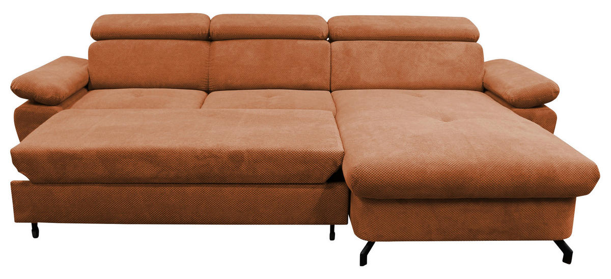 ECKSOFA OMEGA in Chenille Rot  280/186 cm  - Rot/Schwarz, Design, Textil/Metall (280/186cm) - MID.YOU