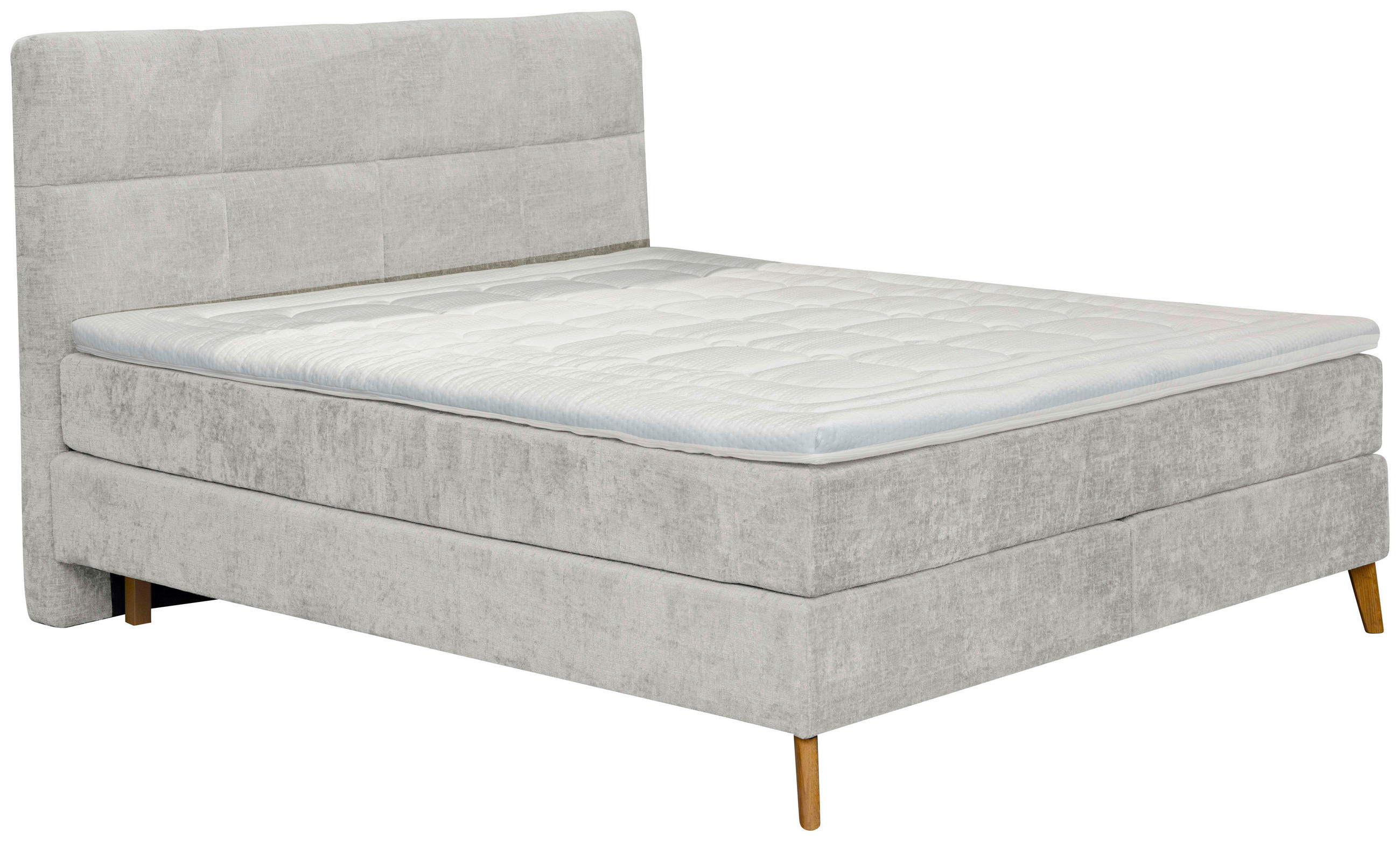 BOXSPRINGBETT 180/200 cm  in Hellgrau  - Eichefarben/Hellgrau, Konventionell, Holz/Textil (180/200cm) - Carryhome